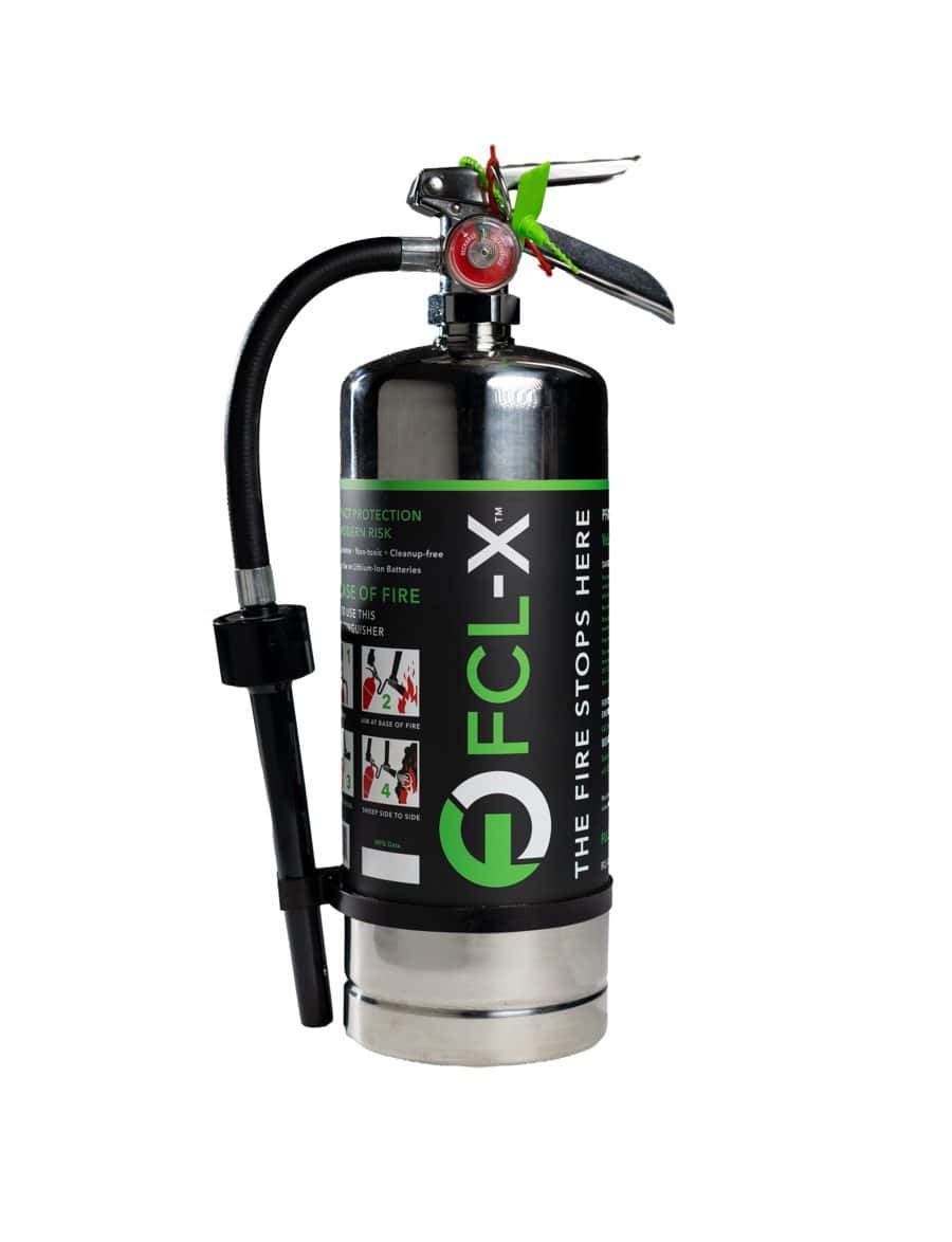 FCL-X 3 Liter extinguisher with hose and wall bracket